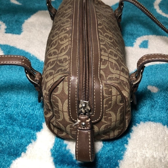 FOSSIL BROWN SATCHEL Monogram Pattern Print small Bag - Picture 4 of 7